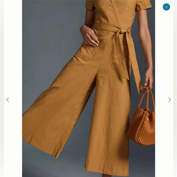 Maeve Faux-Wrap Short-Sleeve Culotte Jumpsuit - Picture 3 of 3
